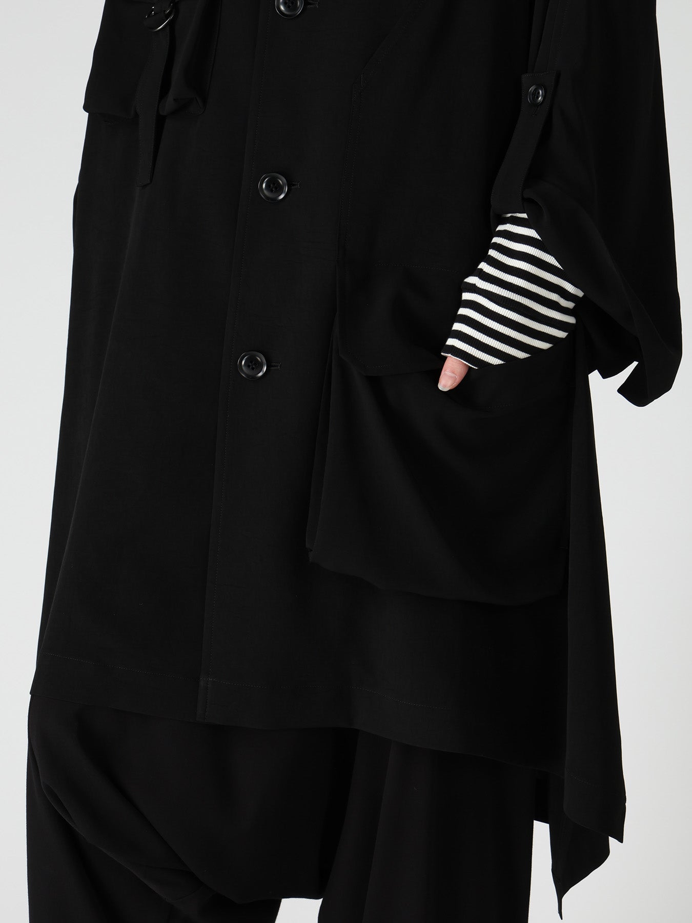 TA/PE CREPE DE CHINE COLLARLESS DOLMAN COAT