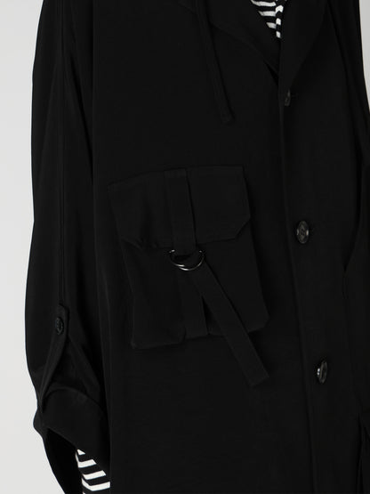 TA/PE CREPE DE CHINE COLLARLESS DOLMAN COAT