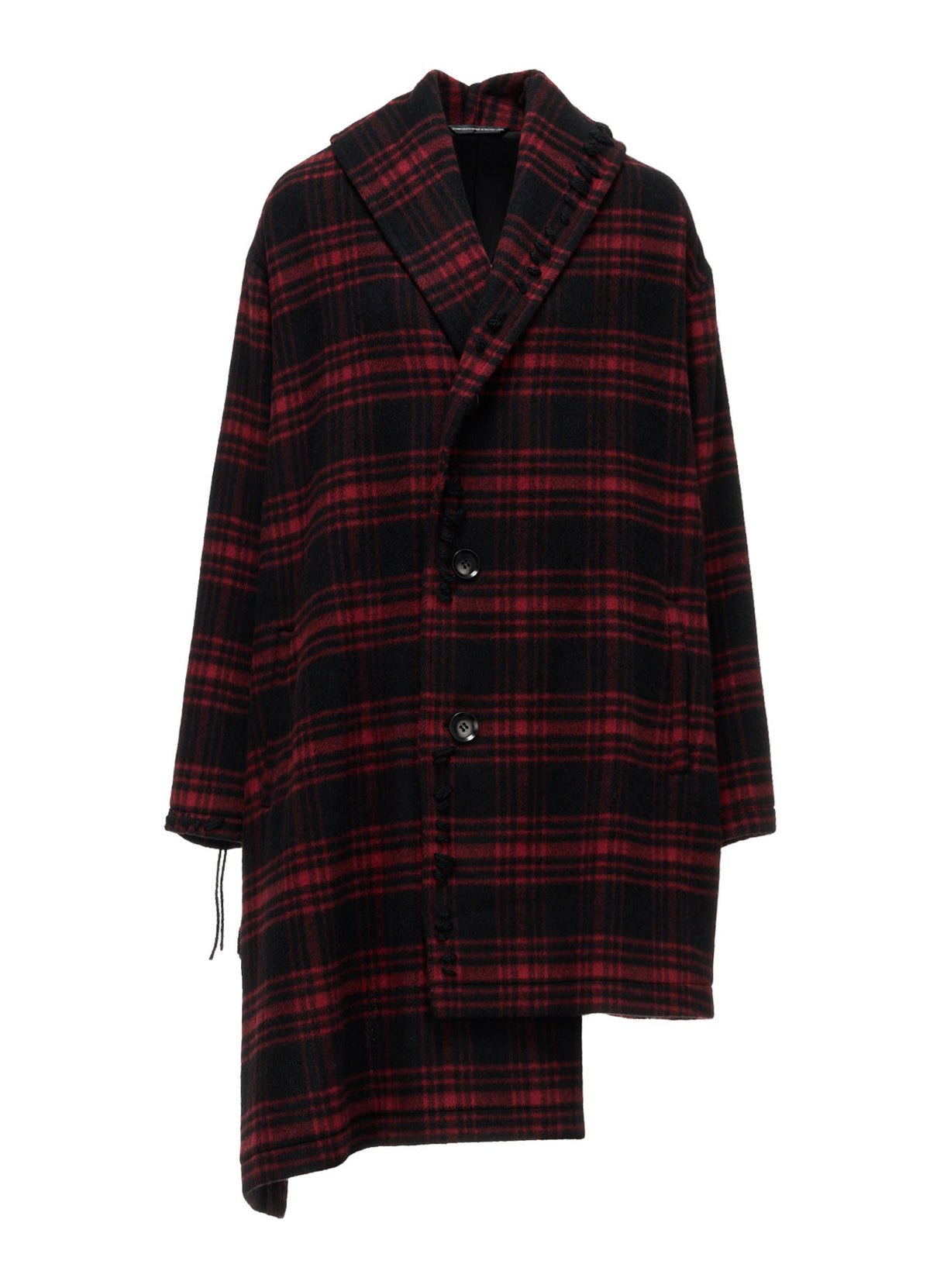 SHAGGY PLAID ASYMMETRIC HALF COAT