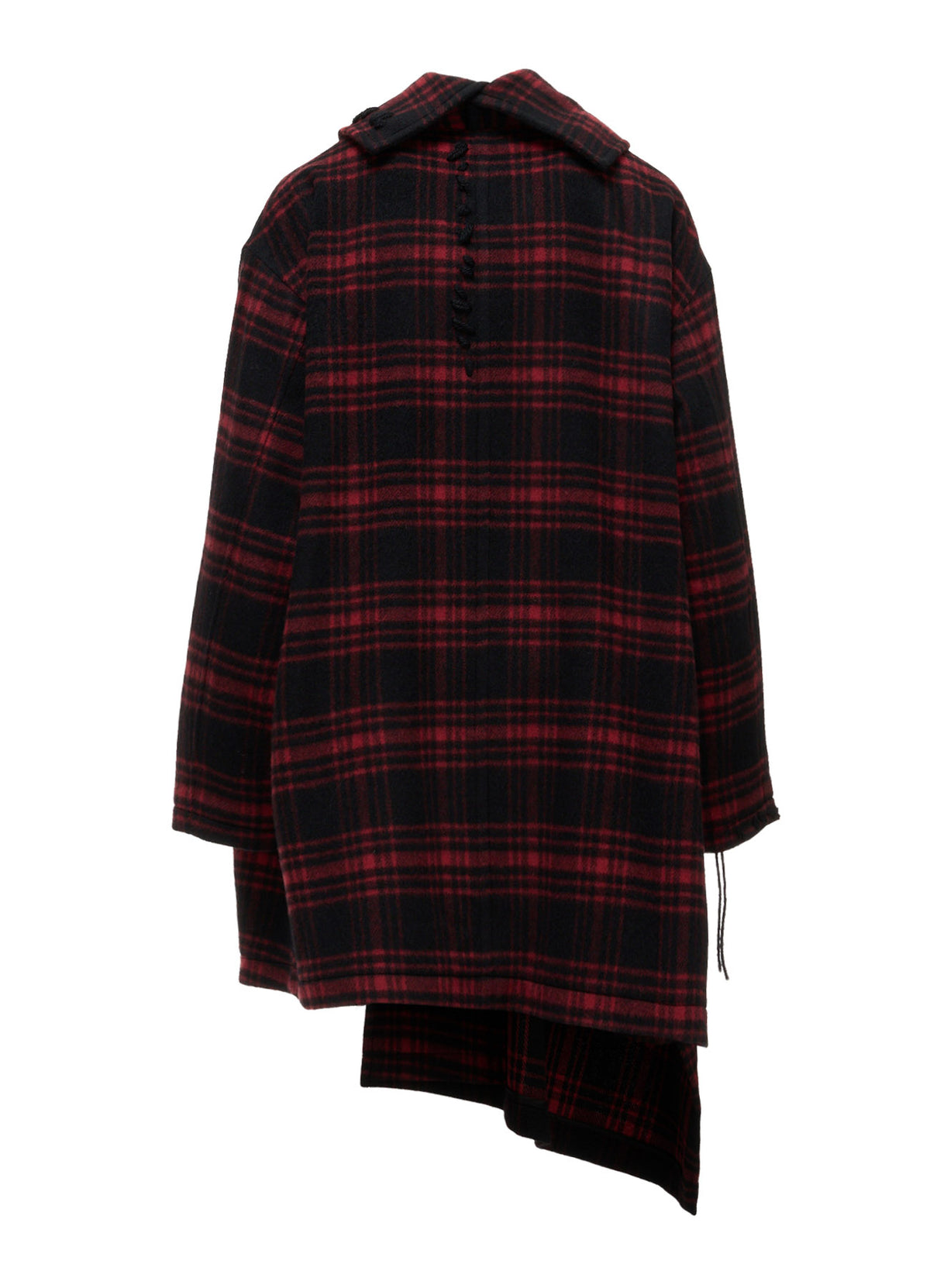 SHAGGY PLAID ASYMMETRIC HALF COAT