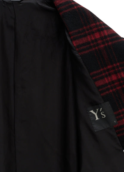 SHAGGY PLAID ASYMMETRIC HALF COAT