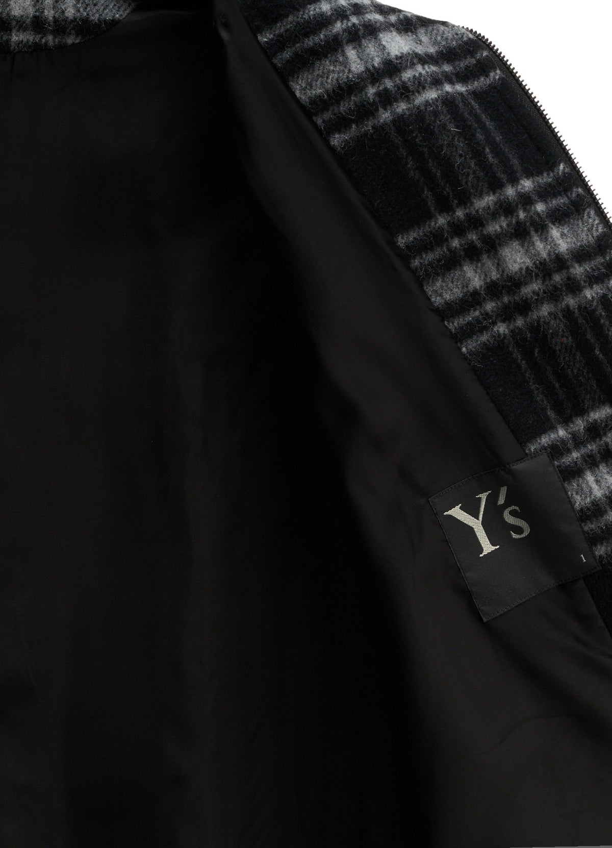 SHAGGY PLAID BIG COLLAR ZIPPER COAT