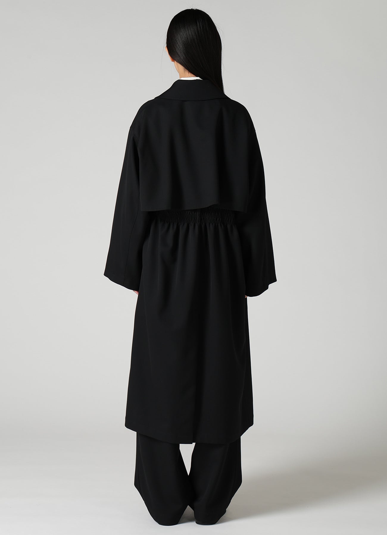 WOOL GABARDINE GATHERED COAT