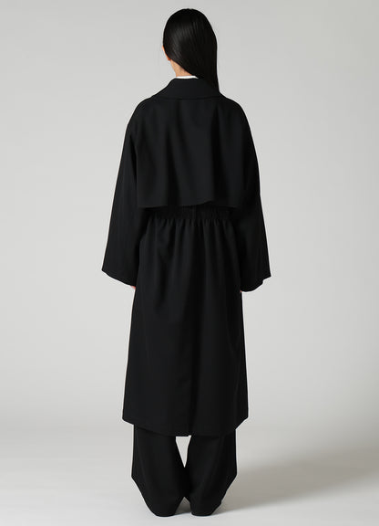 WOOL GABARDINE GATHERED COAT