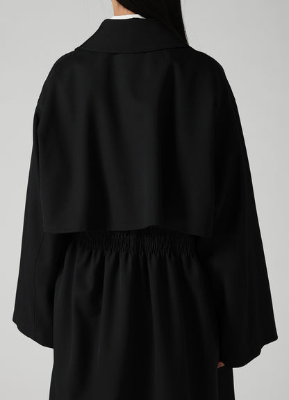WOOL GABARDINE GATHERED COAT