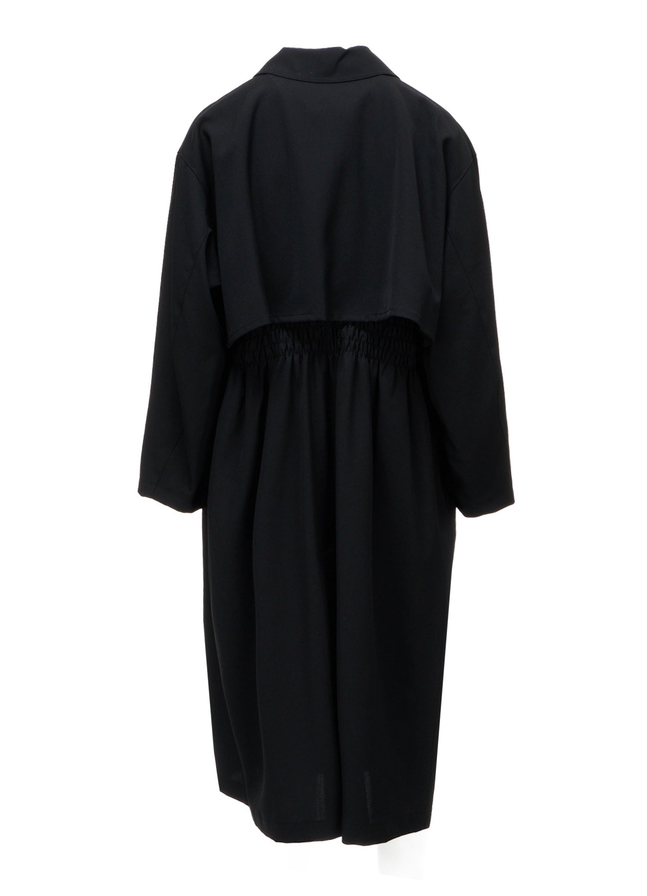 WOOL GABARDINE GATHERED COAT
