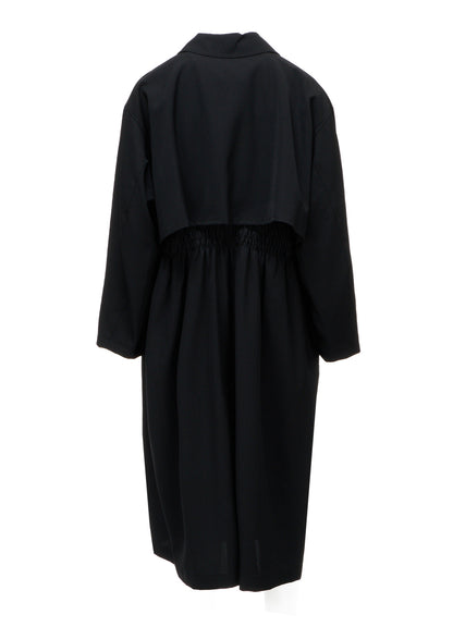 WOOL GABARDINE GATHERED COAT