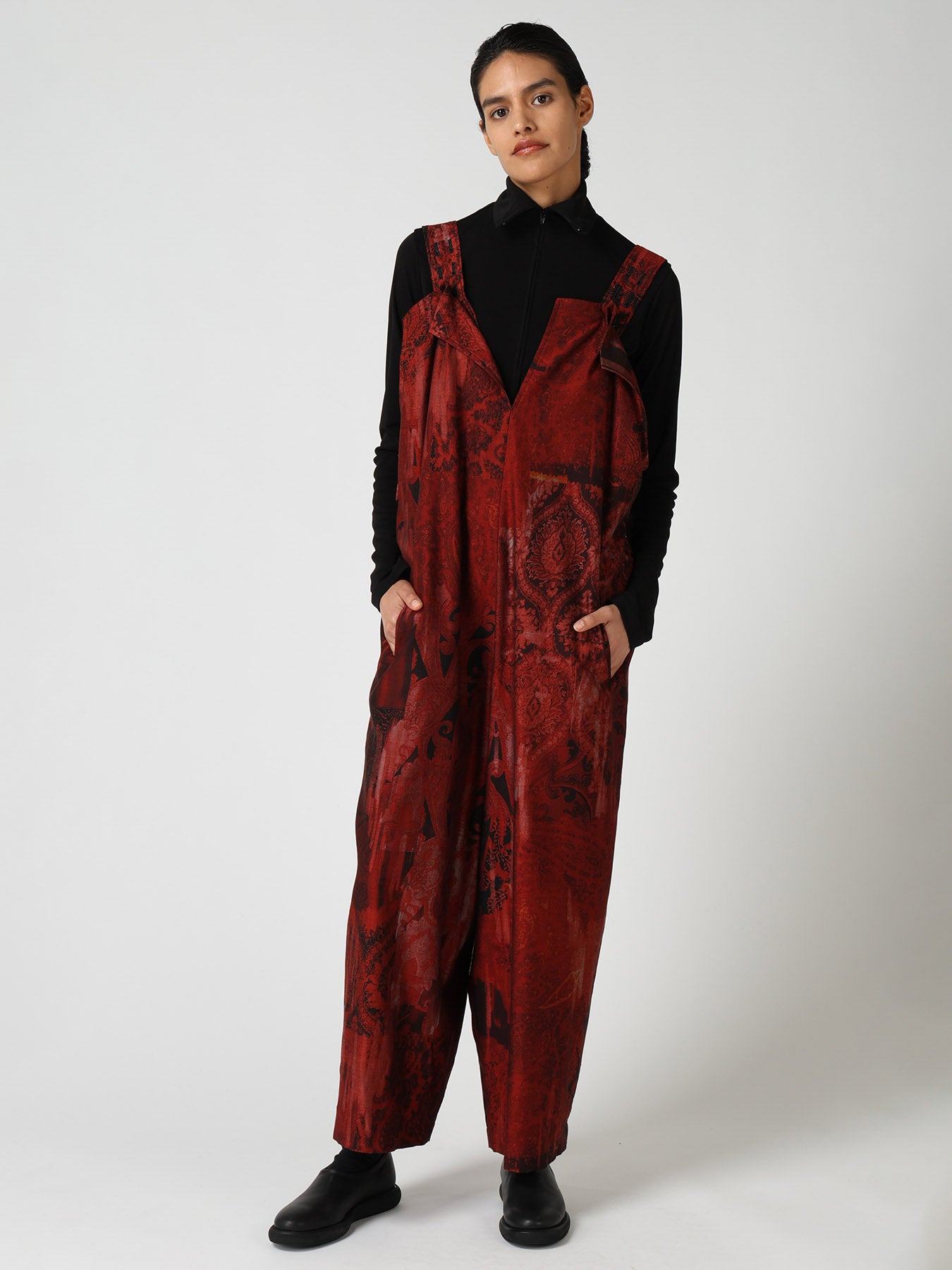 COTTON/CELLULOSE BLUR PAISLEY SALOPETTE DRESS