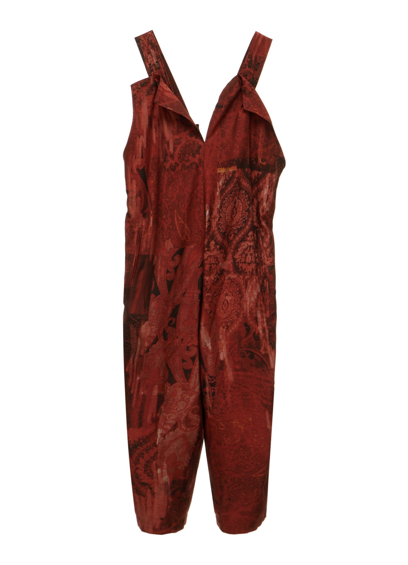 COTTON/CELLULOSE BLUR PAISLEY SALOPETTE DRESS