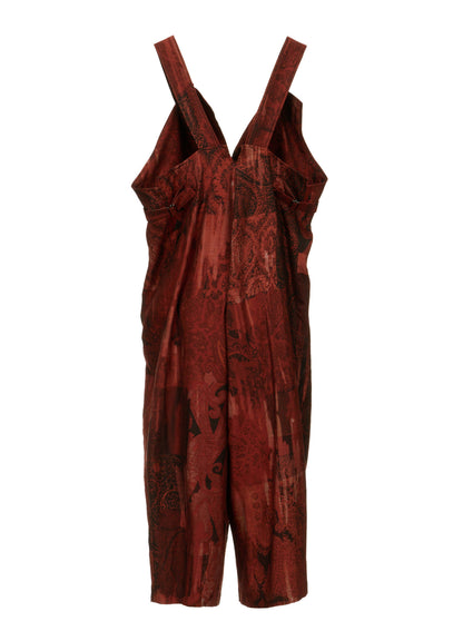 COTTON/CELLULOSE BLUR PAISLEY SALOPETTE DRESS