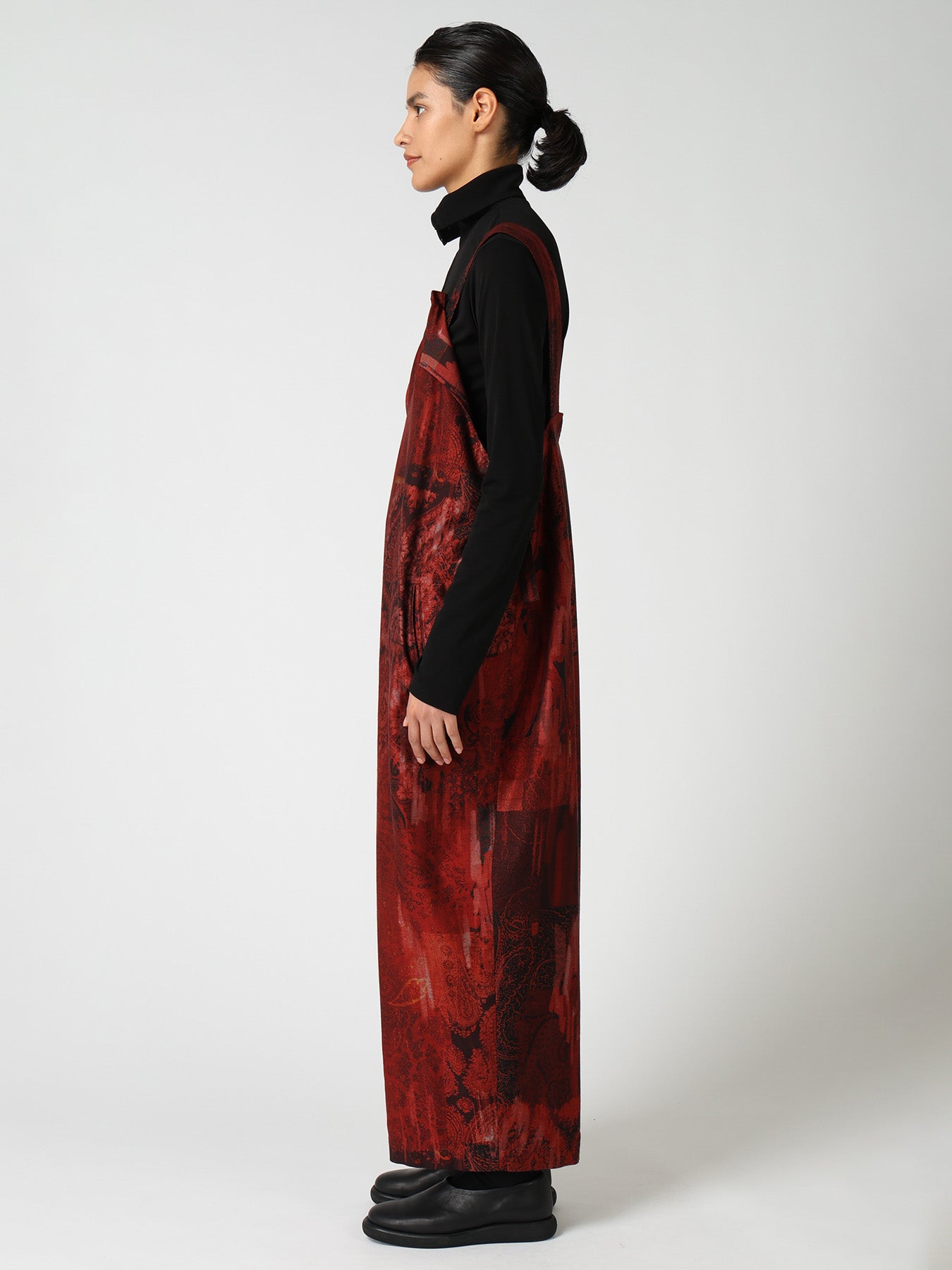 COTTON/CELLULOSE BLUR PAISLEY SALOPETTE DRESS