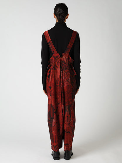 COTTON/CELLULOSE BLUR PAISLEY SALOPETTE DRESS