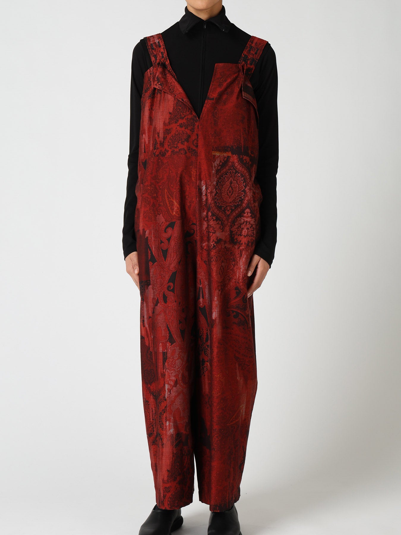 COTTON/CELLULOSE BLUR PAISLEY SALOPETTE DRESS