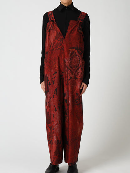 COTTON/CELLULOSE BLUR PAISLEY SALOPETTE DRESS