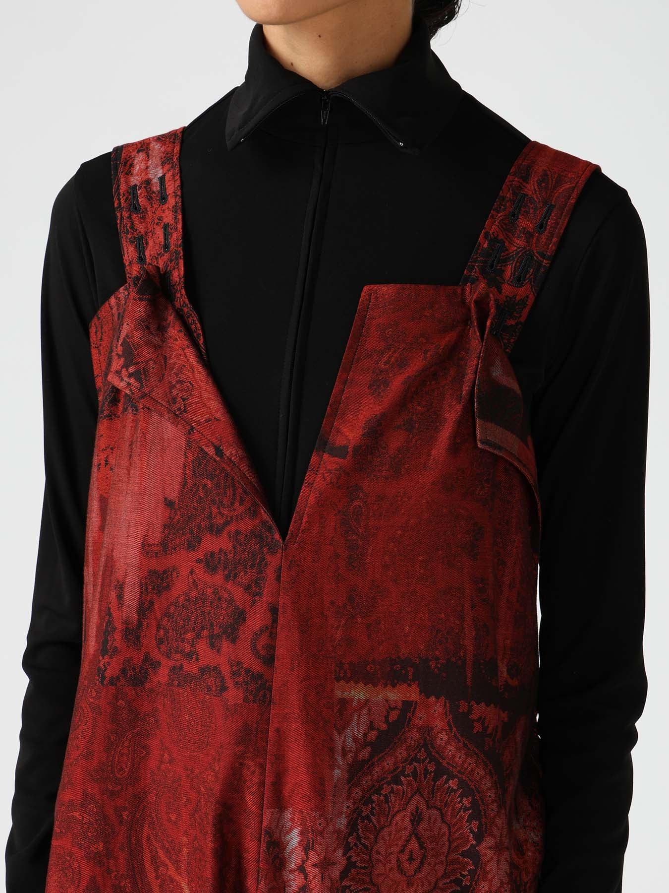COTTON/CELLULOSE BLUR PAISLEY SALOPETTE DRESS