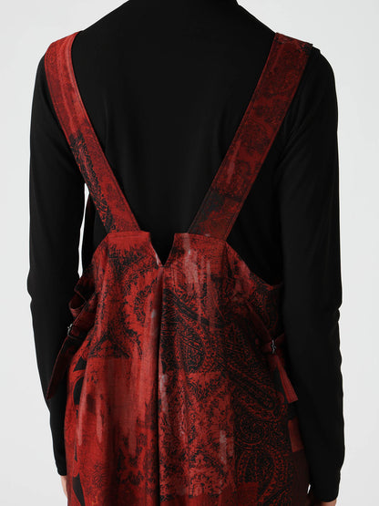 COTTON/CELLULOSE BLUR PAISLEY SALOPETTE DRESS