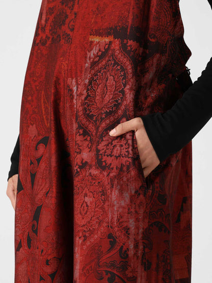 COTTON/CELLULOSE BLUR PAISLEY SALOPETTE DRESS