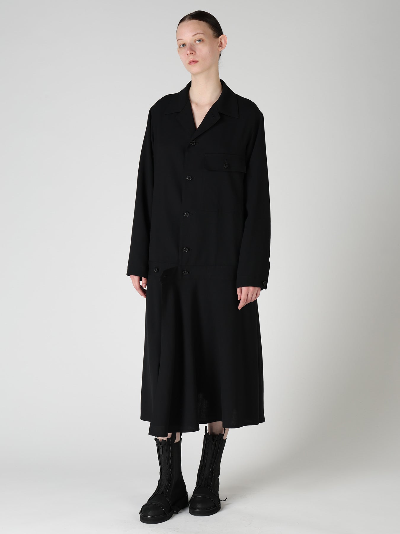 WOOL SERGE BLOUSON DRESS