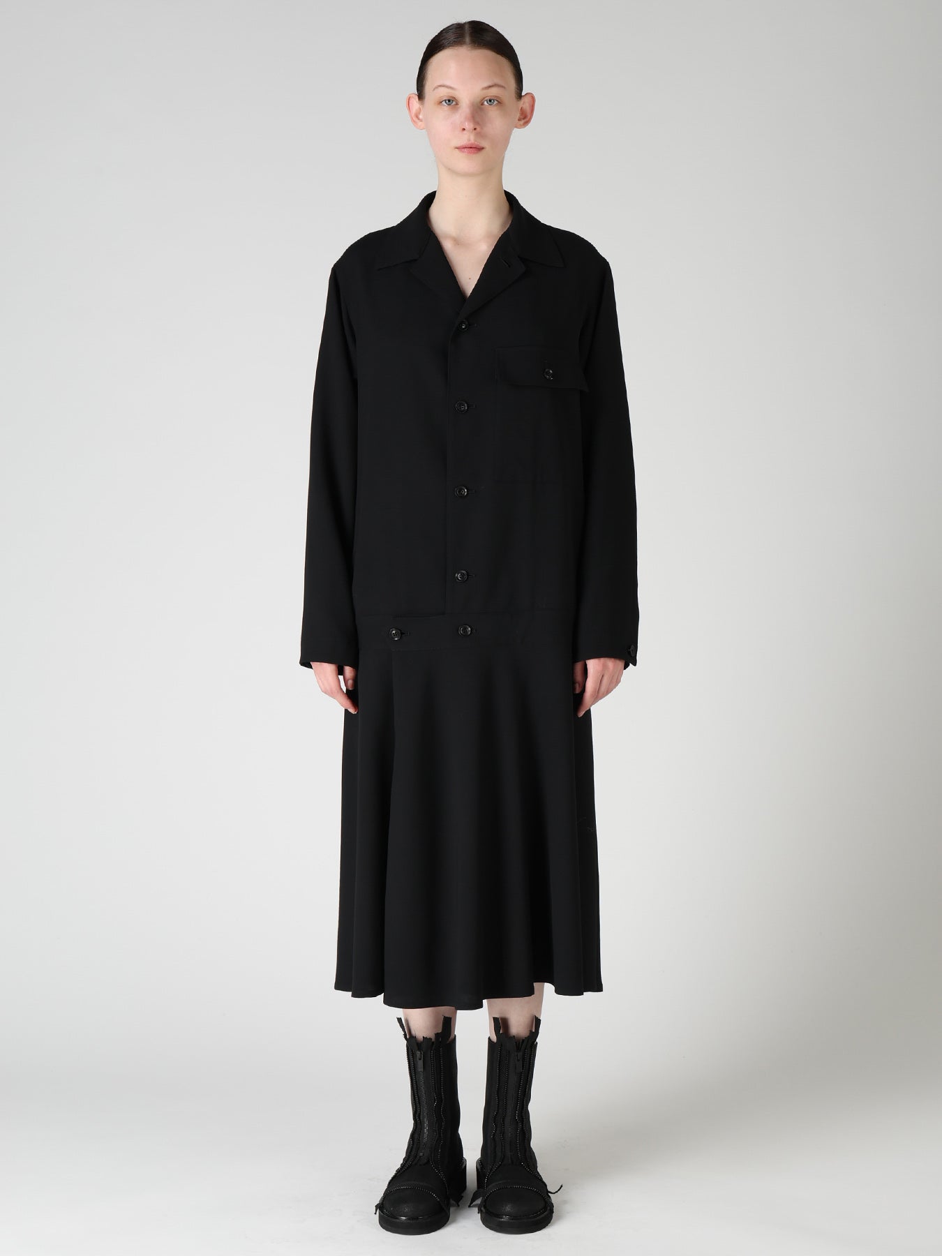 WOOL SERGE BLOUSON DRESS