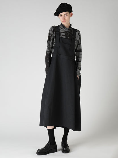 WOOL GABARDINE SALOPETTE DRESS