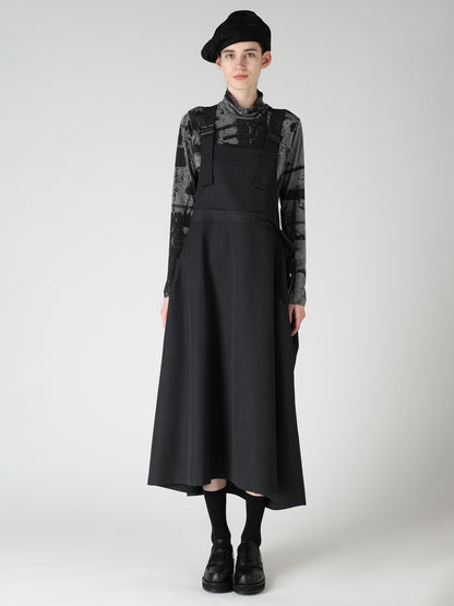 WOOL GABARDINE SALOPETTE DRESS