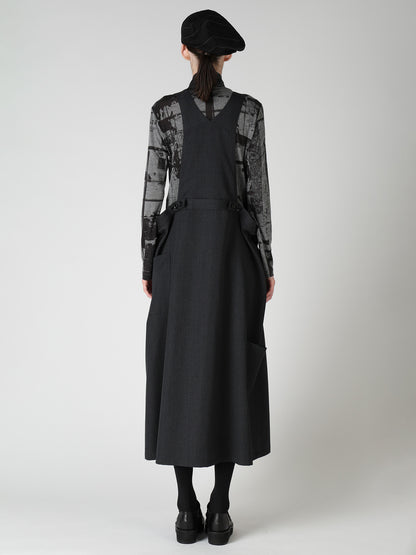 WOOL GABARDINE SALOPETTE DRESS