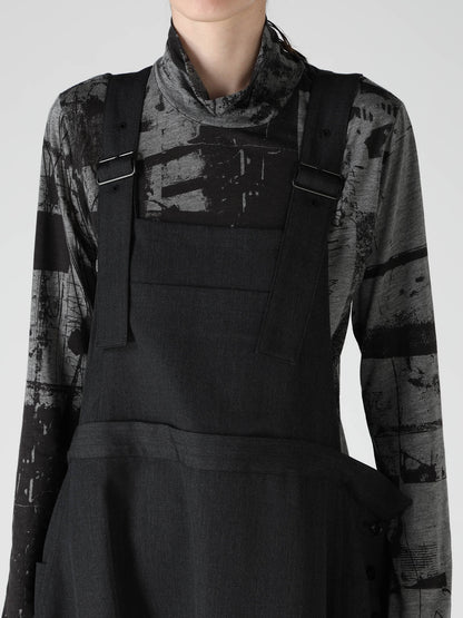 WOOL GABARDINE SALOPETTE DRESS