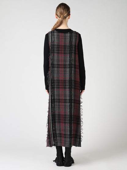 WOOL PLAID CUT JACQUARD SLEEVELESS DRESS