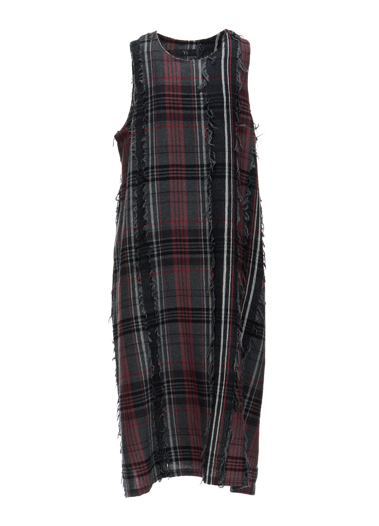 WOOL PLAID CUT JACQUARD SLEEVELESS DRESS