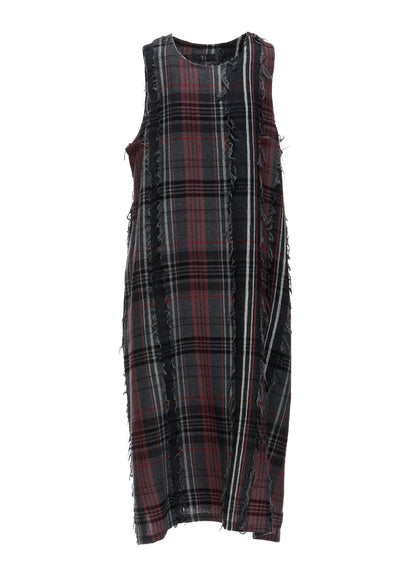 WOOL PLAID CUT JACQUARD SLEEVELESS DRESS