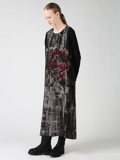CUPRO DISTORTED FLOWER SLEEVELESS DRESS
