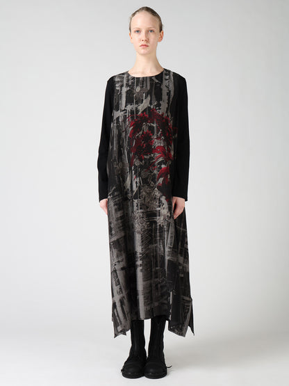 CUPRO DISTORTED FLOWER SLEEVELESS DRESS