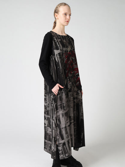 CUPRO DISTORTED FLOWER SLEEVELESS DRESS
