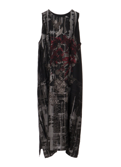 CUPRO DISTORTED FLOWER SLEEVELESS DRESS