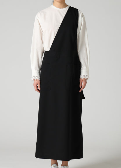WOOL GABARDINE APRON DRESS