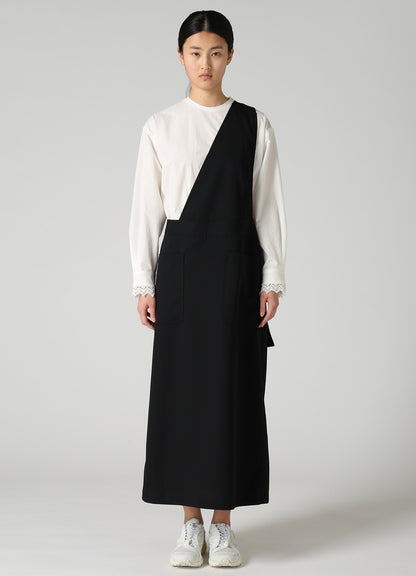 WOOL GABARDINE APRON DRESS