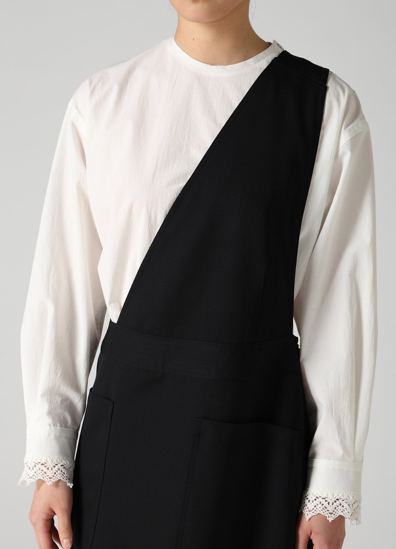 WOOL GABARDINE APRON DRESS