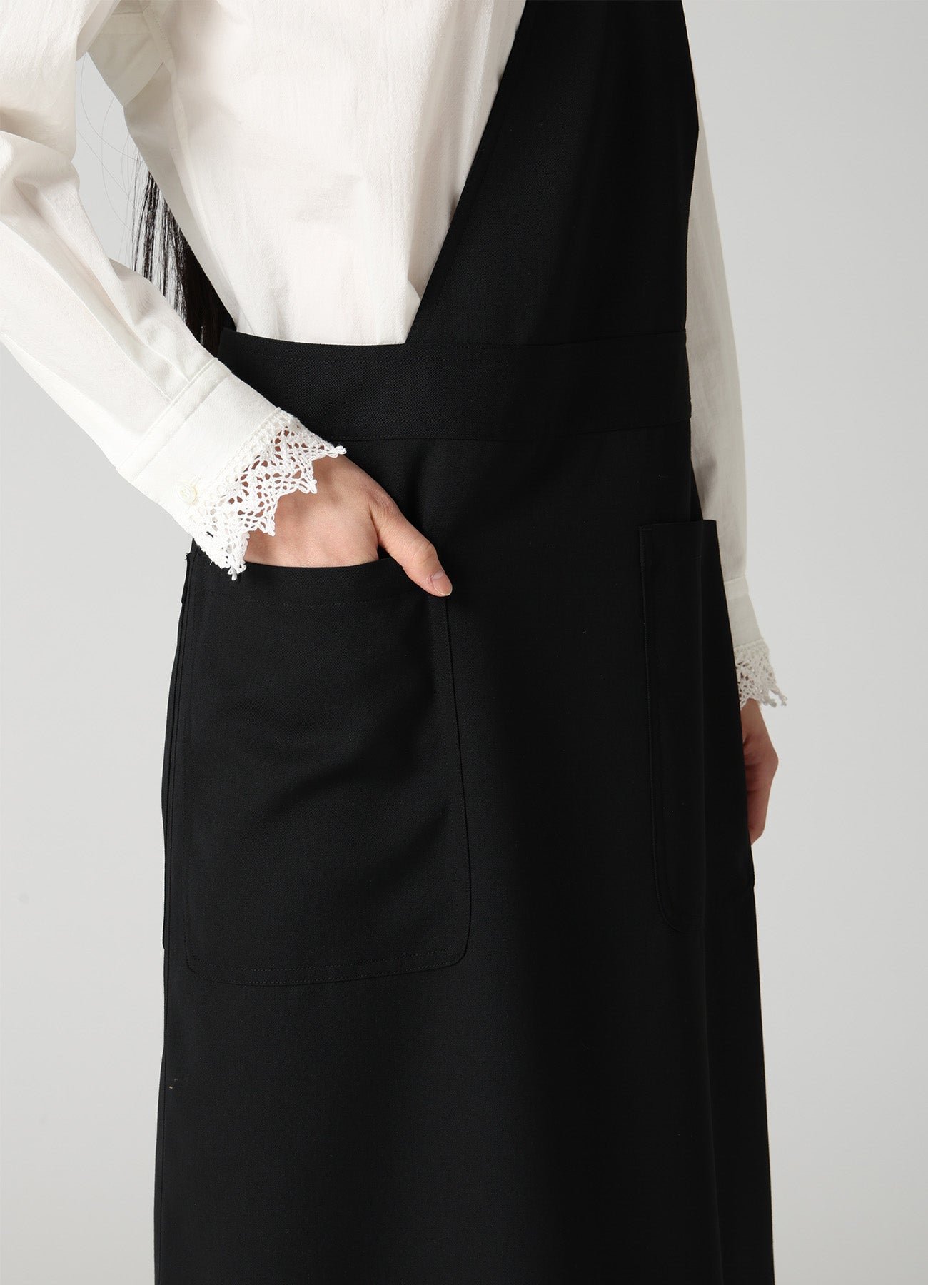WOOL GABARDINE APRON DRESS