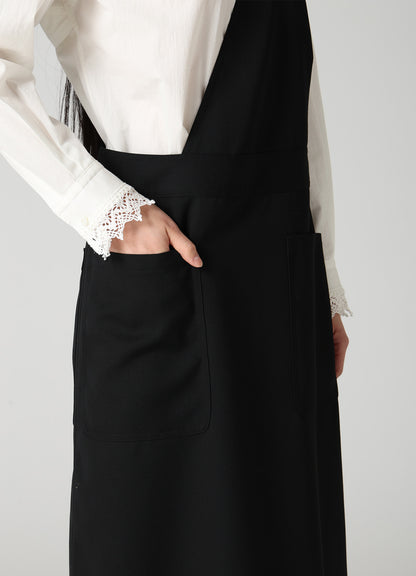 WOOL GABARDINE APRON DRESS
