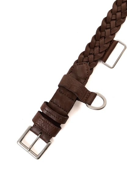 SEMI GLOSS LEATHER BRAIDED BELT