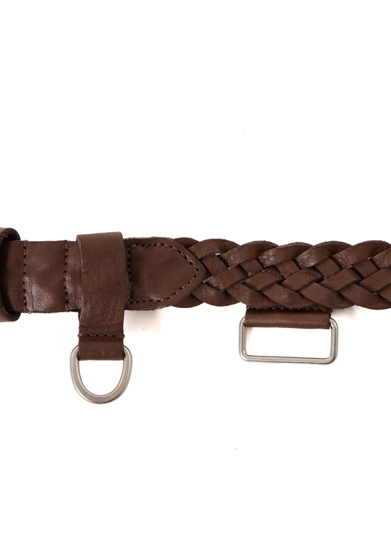 SEMI GLOSS LEATHER BRAIDED BELT