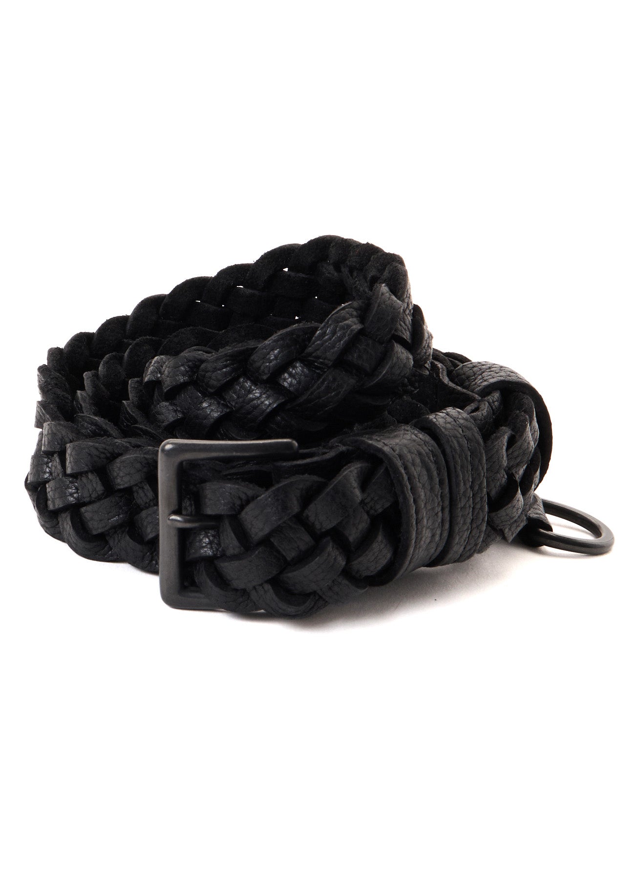 SEMI GLOSS LEATHER BRAIDED BELT