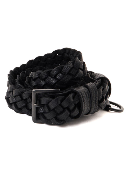 SEMI GLOSS LEATHER BRAIDED BELT