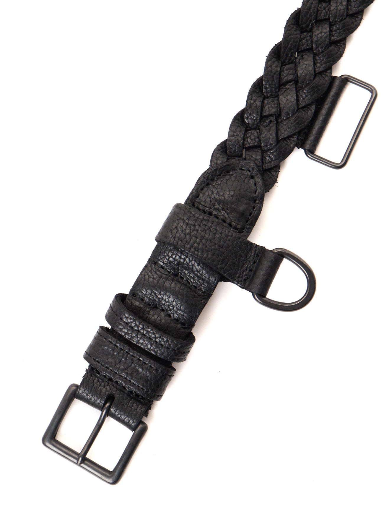 SEMI GLOSS LEATHER BRAIDED BELT