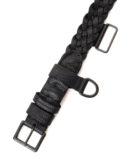 SEMI GLOSS LEATHER BRAIDED BELT