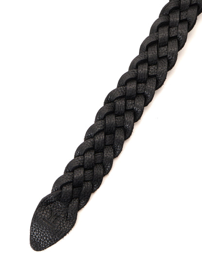 SEMI GLOSS LEATHER BRAIDED BELT
