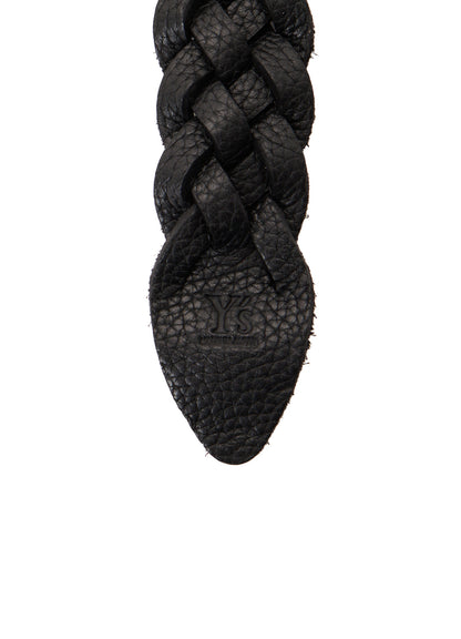 SEMI GLOSS LEATHER BRAIDED BELT