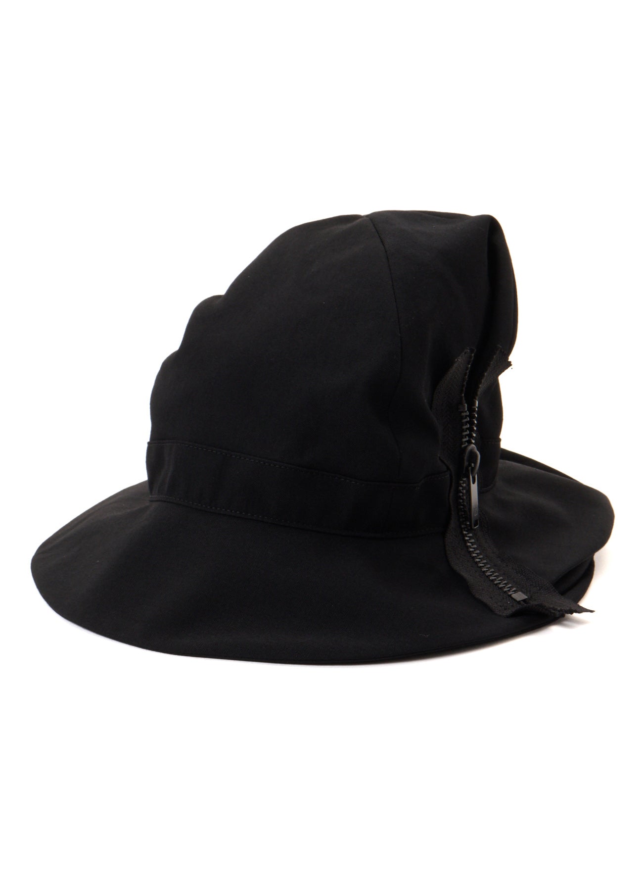 HARD TWISTED WOOL GABARDINE HAT WITH ZIP