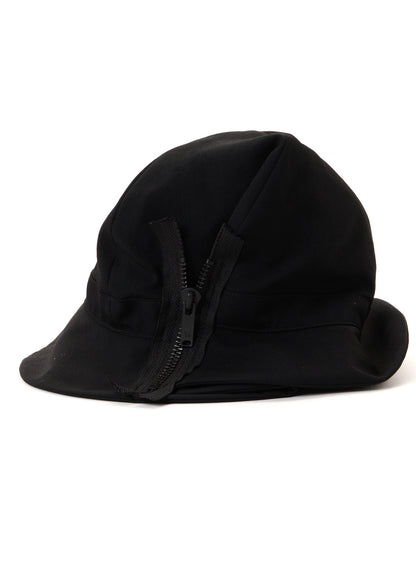 HARD TWISTED WOOL GABARDINE HAT WITH ZIP