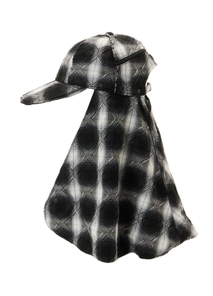 PLAID JACQUARD HEAT-SHIELDING CAPE CAP